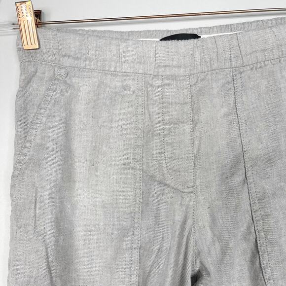 Theory Womens 0 Northsound Caliver High Waisted Linen Blend Pants Gray Cropped - Picture 6 of 12